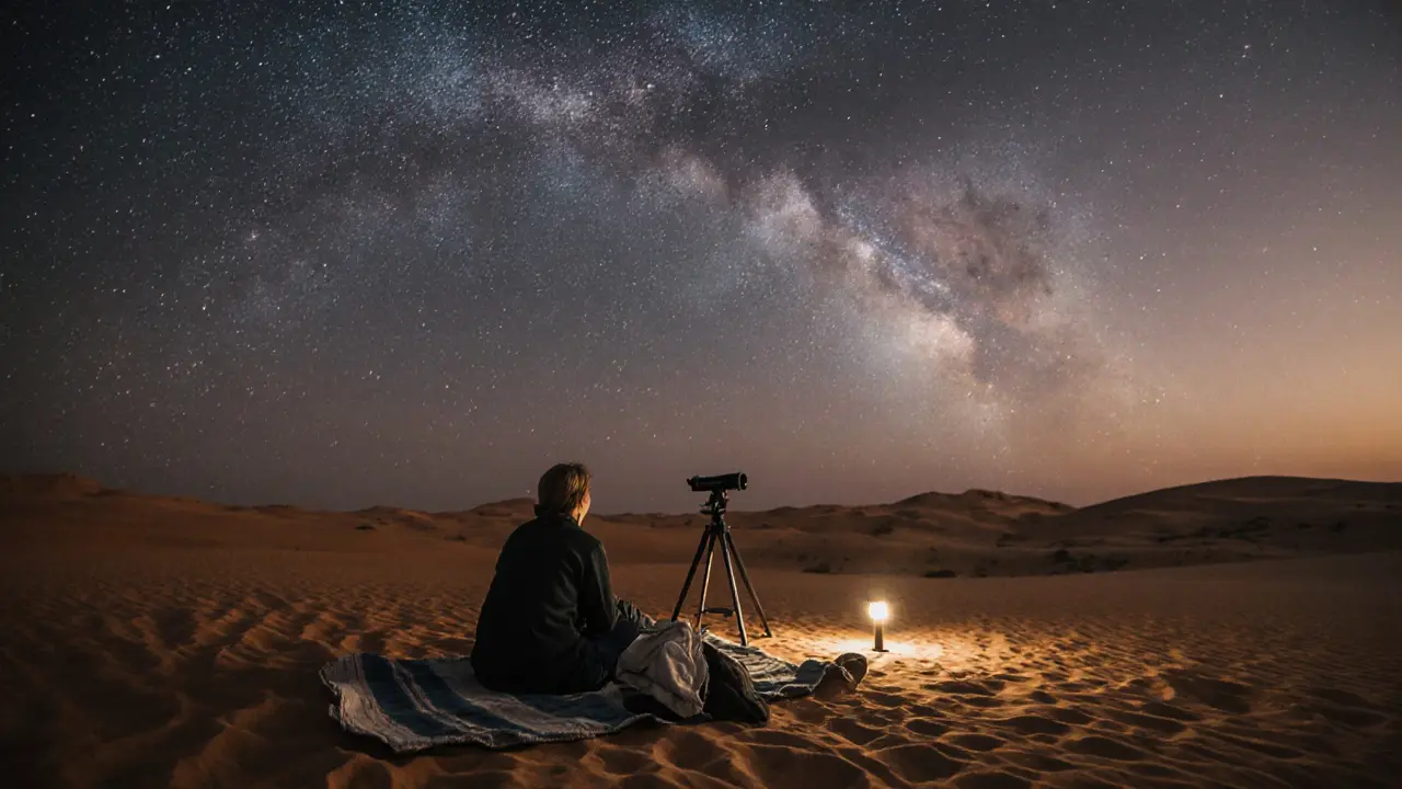 A quiet moment under the Milky Way in the Dubai desert after sunset.