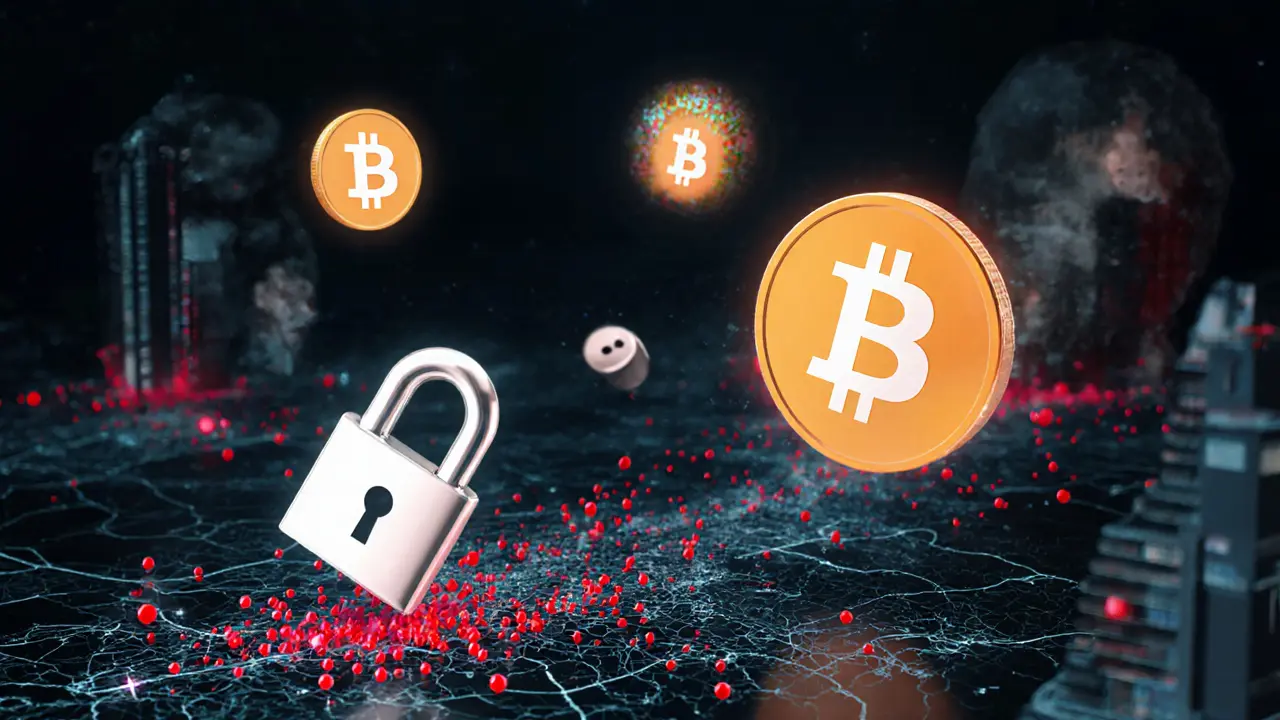 Abstract digital collage of crypto symbols and blurred faces over Dubai map, representing hidden adult economy.